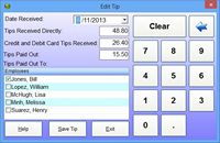 Time Clock MTS Editing an Employee Tip Screenshot
