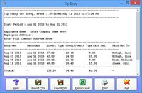 Time Clock MTS Employee Tip Diary Screenshot