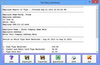 Time Clock MTS Screenshot, Tip Tracking Time Clock Software Screenshot