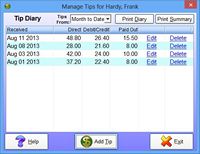 Time Clock MTS Employee Tip Tracking Screenshot