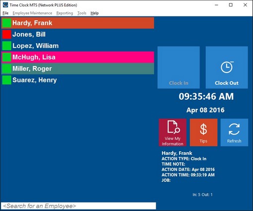 Time Clock MTS Screenshot, Time and Attendance Software Screenshot