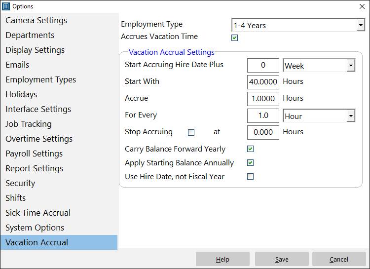 Vacation Accruals Time Clock MTS Documentation