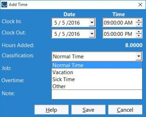 Selecting a Time Classification