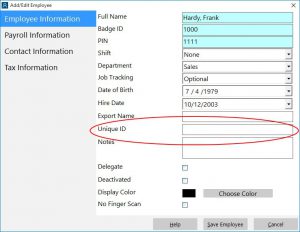 Storing an Employee's Unique ID