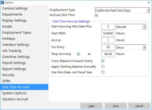 California Paid Sick Days Accrual Scheme