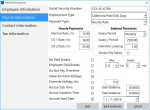 Payroll Information - Set Accrual Start Date