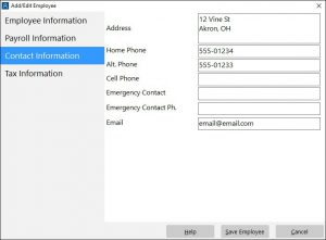 Employee Contact Information
