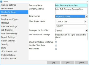 Setup the basic report display settings and time format settings here.