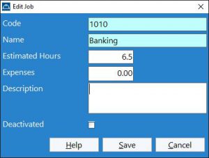 The time clock administrator can use this screen to add a new job or edit an existing one.