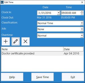 This screen is used to edit an existing time punch.