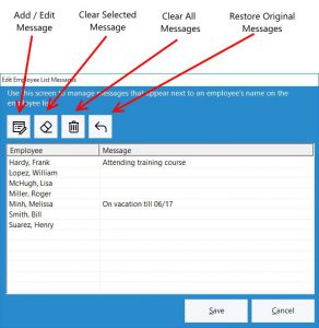 The Employee List Messages Screen