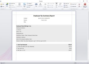 The Employee Tip Diary Summary Report
