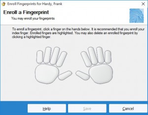 This screen is used to enroll an employee's fingerprint.