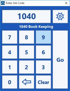 This screen is used by employees to enter a job code when they punch into Time Clock MTS.