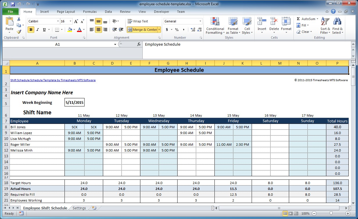 shift assignment template