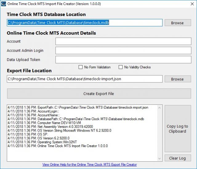 Exporting Time Clock MTS Data to Online Time Clock MTS Time Clock MTS