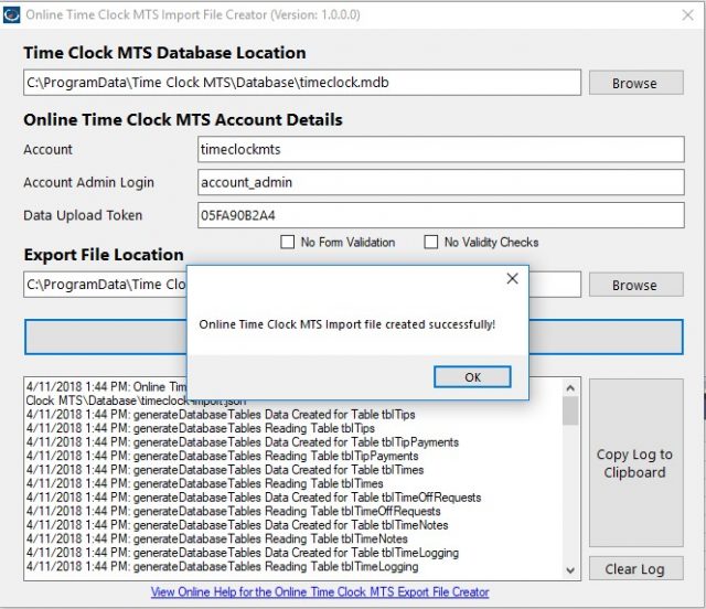 Exporting Time Clock MTS Data to Online Time Clock MTS Time Clock MTS