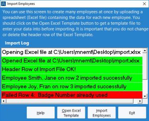 Employees can easily be imported from MS Excel.