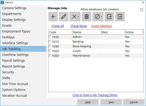 Control and define Time Clock MTS jobs here.