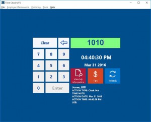 Figure 3 -The Time Clock MTS Keypad Interface