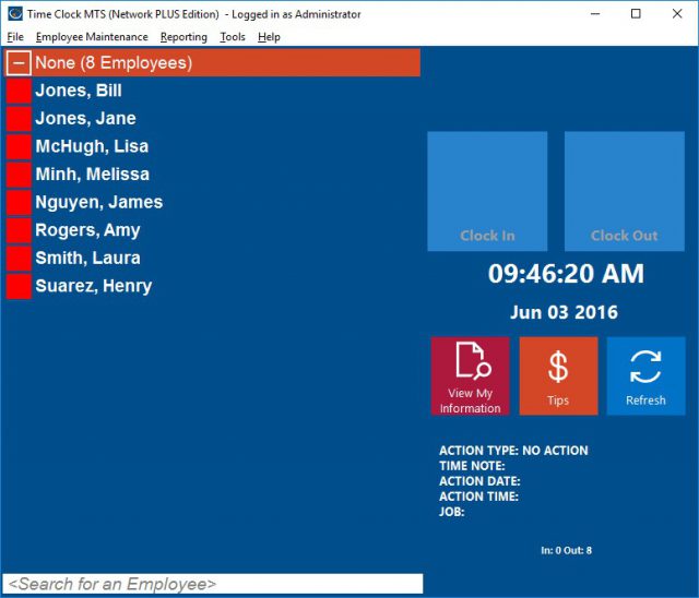 Time Clock MTS Administrator Mode