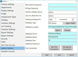 Figure 1 - The System Options Screen