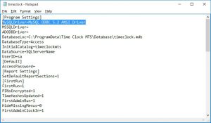 Time Clock MTS setting for the 5.2 ANSI Driver