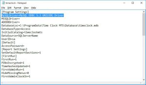 Time Clock MTS setting for the 5.3 UNICODE Driver