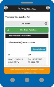 Online Time Clock MTS on a smartphone