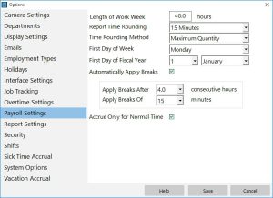 The Payroll Settings Screen