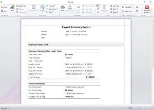 This report gives a summary of hours and gross pay.