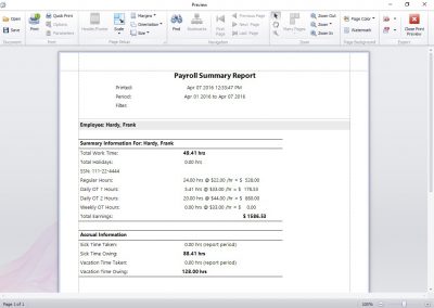Payroll Summary Report