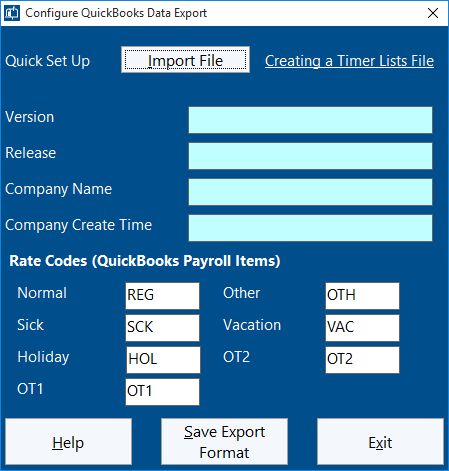 Configure QuickBooks Time Clock Export
