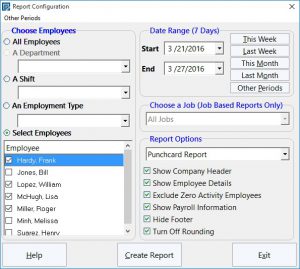 The Generate Payroll Reports Screen