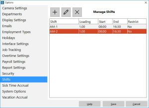 Add, edit, and delete shifts.