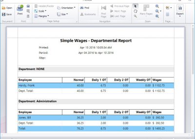 Simple Wages Departmental Report