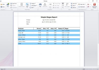 Simple Wages Report