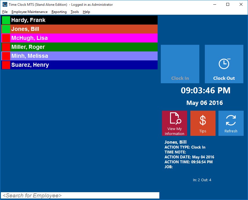 Time Clock MTS on Windows 10